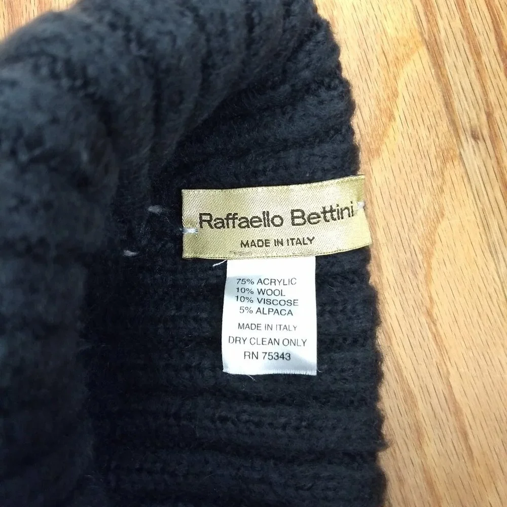 Raffaello Bettini Knit Hat Gray White Checkered Made in Italy Wool Alpaca Blend